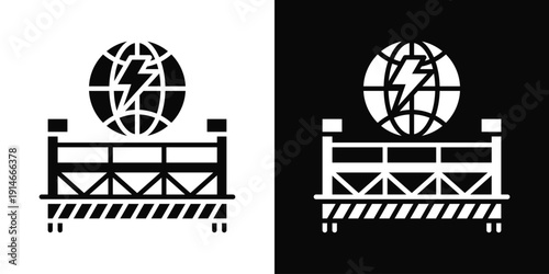 Scaffolding Contractor Icon White And Black Background Style