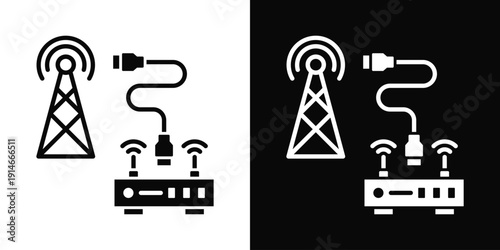 Telecommunications Contractor Icon White And Black Background Style