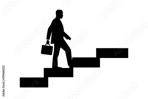 Business Man Climbing Stairs Success Silhouette Vector