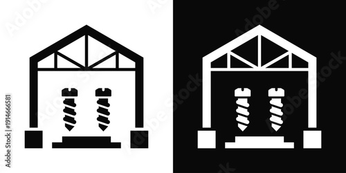 Temporary Structure Builder Icon White And Black Background Style