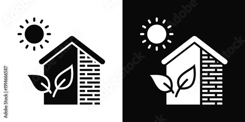 Green Building Contractor Icon White And Black Background Style