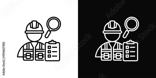 Site Supervision Icon White And Black Background Style