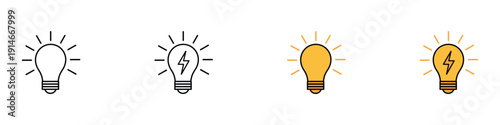 Idea icon vector. Innovation symbol for creative energy, electrical power and bright thought brainstorming set. Vector Illustration.
