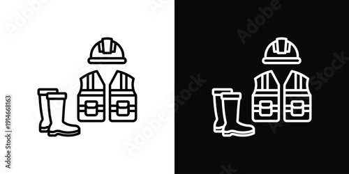 Safety Gear Icon White And Black Background Style