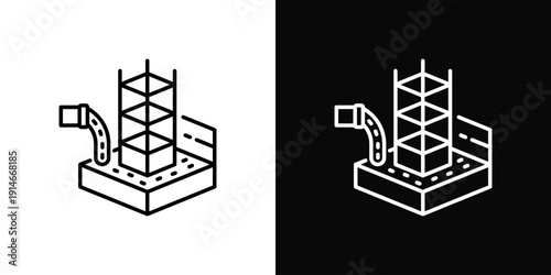 Building Foundation Icon White And Black Background Style