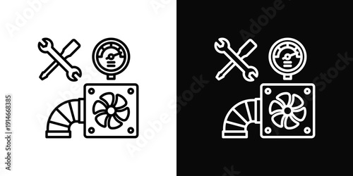 HVAC Installation Icon White And Black Background Style