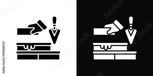 Bricklaying Icon White And Black Background Style