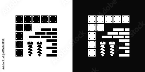 Drywall Setup Icon White And Black Background Style