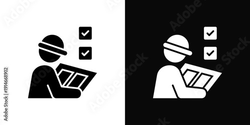 Site Inspection Icon White And Black Background Style