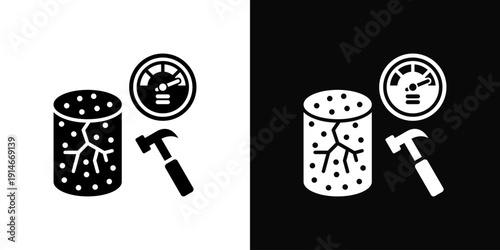 Concrete Testing Icon White And Black Background Style