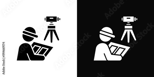 Ground Survey Icon White And Black Background Style