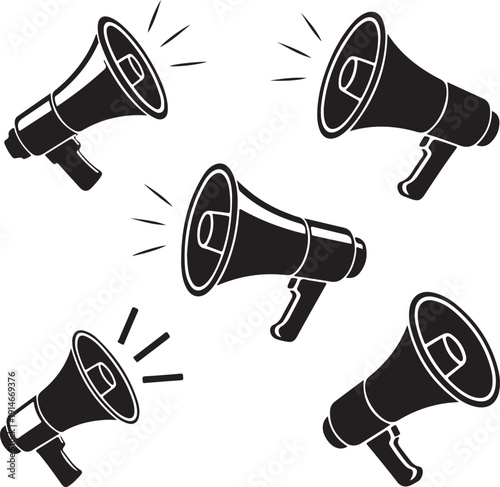 megaphone icon, promotion icon in silhouette vector style with white background