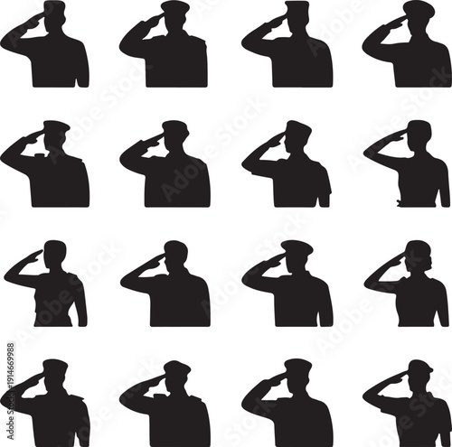 Military man salute silhouette
