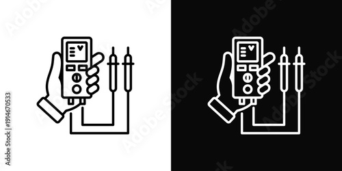 Voltage Tester Icon White And Black Background Style