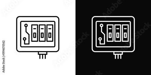 Electric Panel Icon White And Black Background Style
