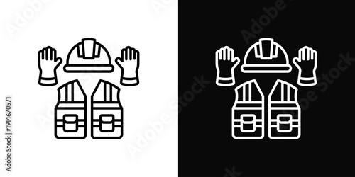 Electrical Safety Gear Icon White And Black Background Style