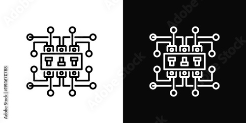 Circuit Installation Icon White And Black Background Style