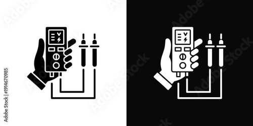 Voltage Tester Icon White And Black Background Style