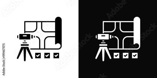 Site Survey Icon White And Black Background Style