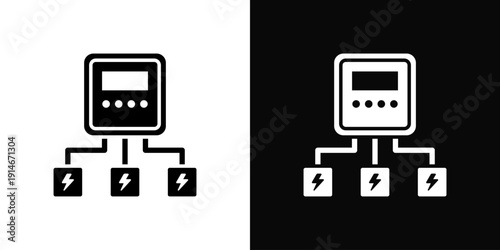 Load Balancing Icon White And Black Background Style