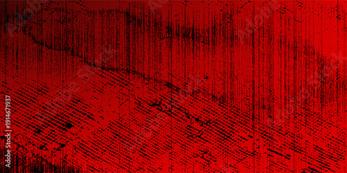 Abstract Red Grunge Texture With Vertical Lines And Distressed Halftone Glitch Pattern
