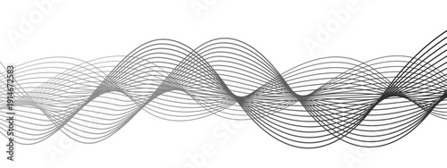 Vector Abstract black and gray sine waves patterns, graphic, modern, and sleek for design elements, technology, audio visualization, representing data flow, and dynamic movement Design
