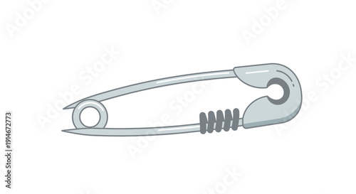 Simple illustration of a safety pin with a spring mechanism.