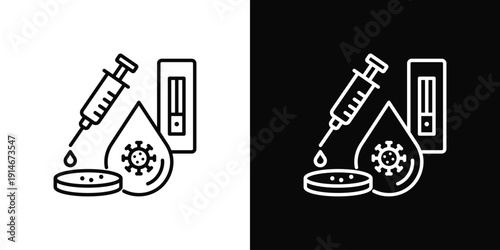 Blood Sample Icon White And Black Background Style