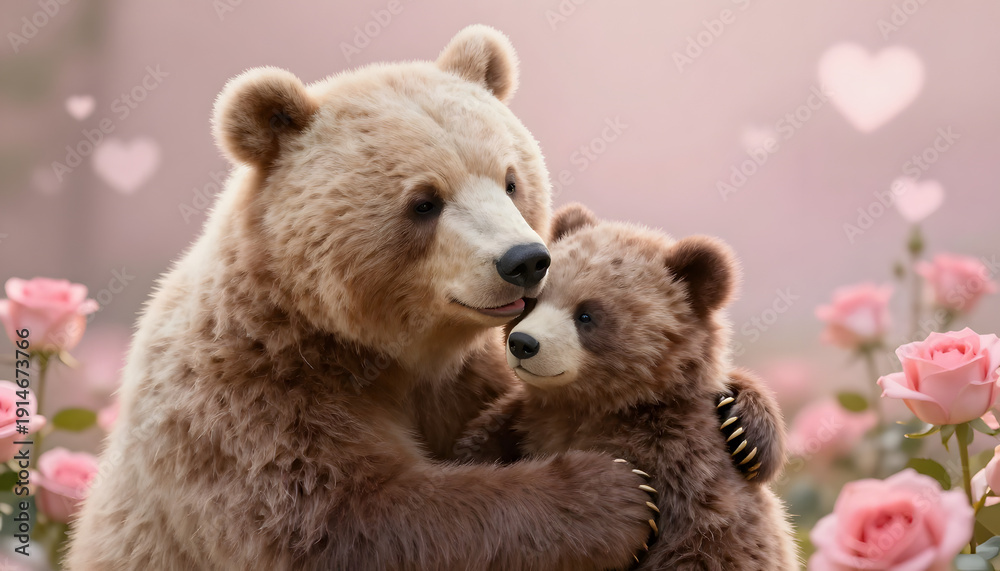 Fototapeta premium brown bear with flower