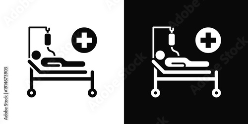 Hospital Ward Icon White And Black Background Style