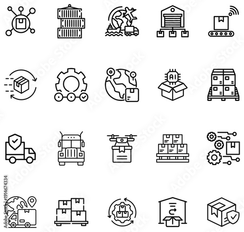 Global logistics and supply chain management representing delivery transportation and warehousing