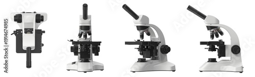 Quadro su tela White monocular compound microscope with multiple views on white background