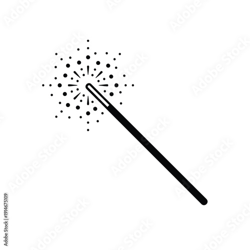 Simple black and white illustration of a lit sparkler