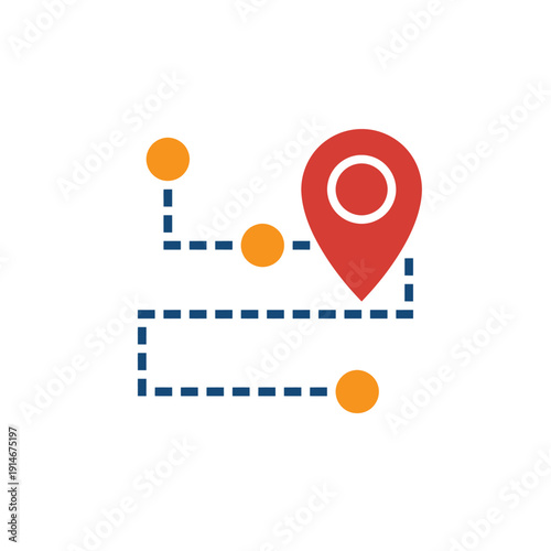 Route planning with a location marker a navigational path illustration