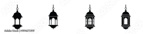 These icons fall under the Flat Vector Silhouette and Pictogram categories. Specifically, they are Cultural/Religious Symbols designed with a minimalist aesthetic