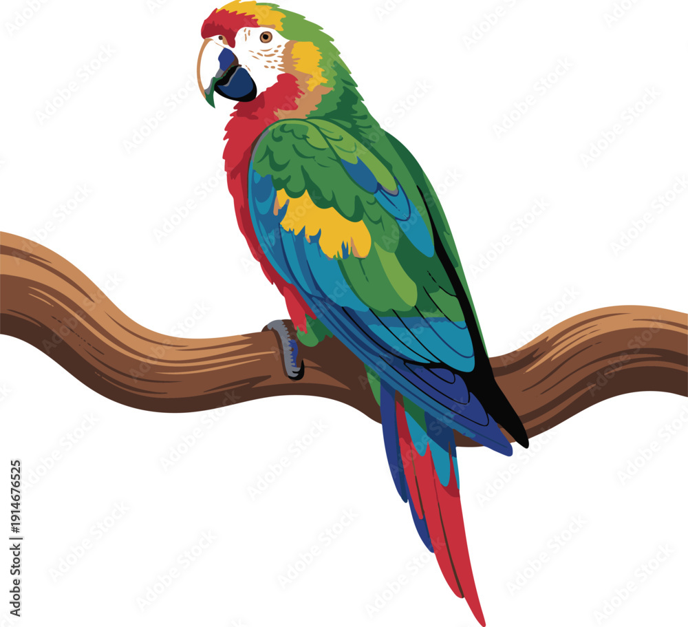 Fototapeta premium Colorful Parrot Vector – Tropical Bird Illustration