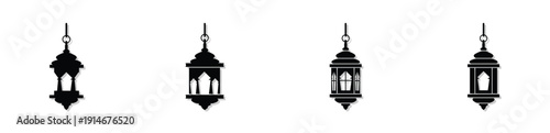 These icons fall under the Flat Vector Silhouette and Pictogram categories. Specifically, they are Cultural/Religious Symbols designed with a minimalist aesthetic