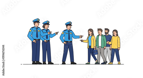 Illustration of CISF personnel in blue uniform interacting with civilians on CISF Raising Day, representing National security and appreciation.