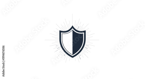 Vector illustration of a shield icon with sunburst effect on a white background, symbolizing national security and protection.