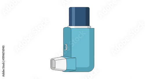 Teal inhaler device for medical use.