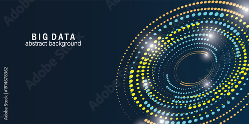 Abstract big data background with glowing circular dots and futuristic digital design. high tech concept. technology concept. technology background.