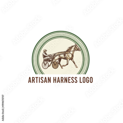 Vintage Hand-Drawn Horse Racing Harness Logo