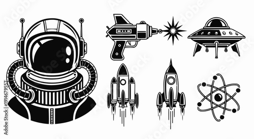 Astronaut Helmet Spacecraft Illustrations Science Fiction.
