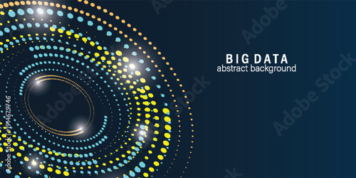 Abstract big data background with glowing circular dots and futuristic digital design. high tech concept. technology concept. technology background. eps10.