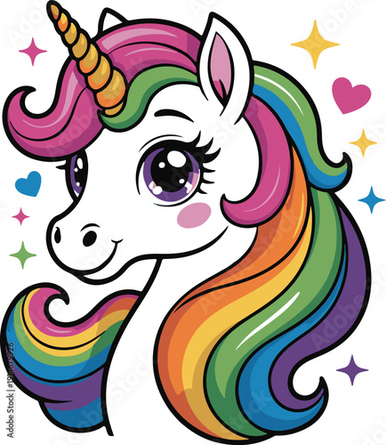 Colorful Unicorn Vector – Rainbow Fantasy Illustration”