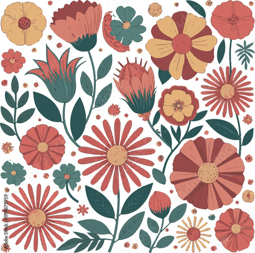 Colorful Floral Wreath Vector – Botanical Circle Illustration”