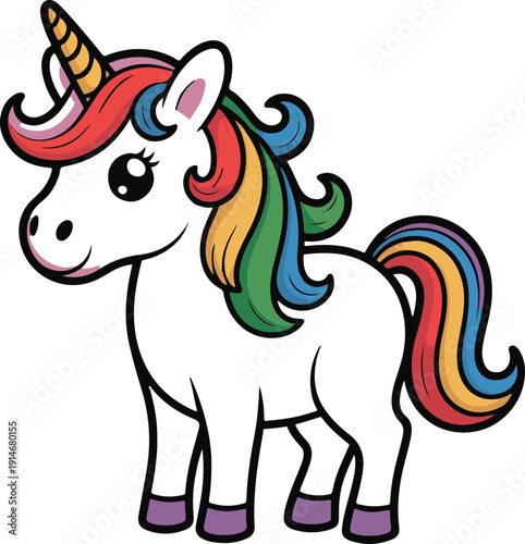 Colorful Unicorn Vector – Rainbow Fantasy Illustration”
