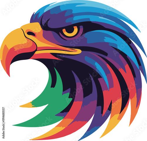 Colorful Eagle Head Vector – Gradient Bird Illustration”
