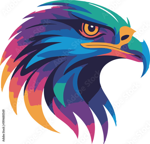 Colorful Eagle Head Vector – Gradient Bird Illustration”