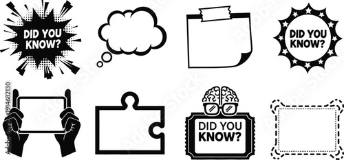 Vector collection of Did You Know callout badges and infographic elements for social media marketing, educational trivia, and professional business presentations